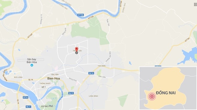Vụ hỏa hoạn xảy ra tại phường Trảng Dài, TP Biên Hòa, Đồng Nai. Ảnh: Google Maps.