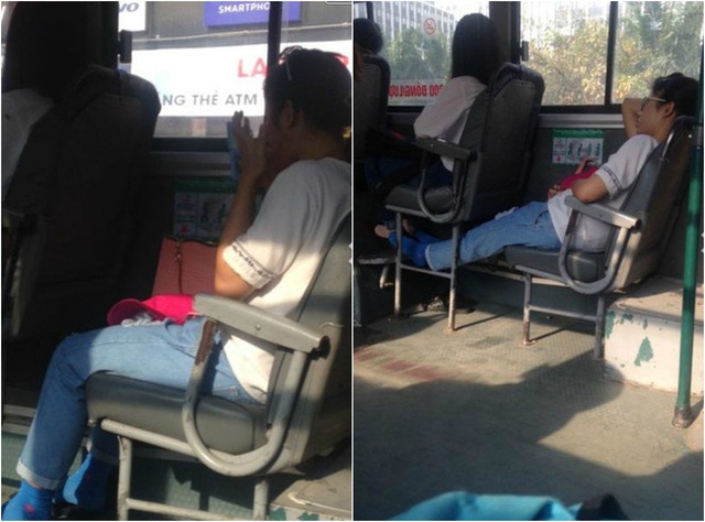 Cô gái trẻ và cách hành xử thiếu ý thức trên xe buýt.