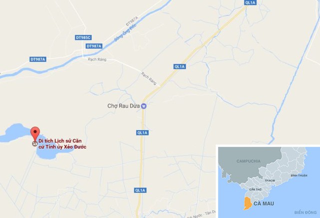 
Hiện trường gần khu căn cứ ở ấp Xẻo Đước, x&atilde; Ph&uacute; Thuận, huyện Ph&uacute; T&acirc;n (C&agrave; Mau). Ảnh: Thi&ecirc;n Sơn.
