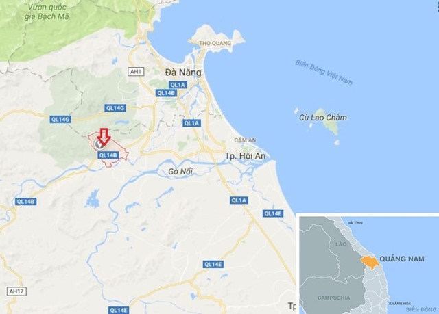
X&atilde; Đại Quang, huyện Đại Lộc (Quảng Nam), nơi Hiếu g&acirc;y &aacute;n. Ảnh: Google Maps.
