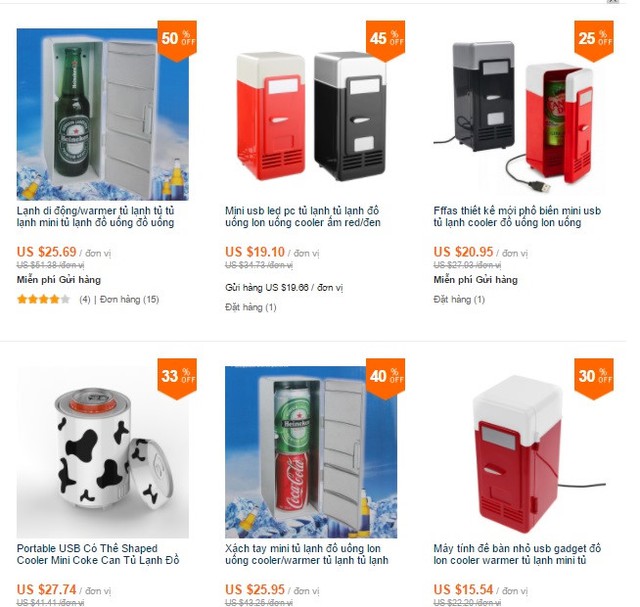 Những chiếc tủ lạnh USB đang được khuyến mại rất nhiều và là sản phẩm bán chạy trên các trang bán hàng trực tuyến.