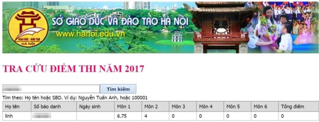 
Điểm thi v&agrave;o cấp ba của hot girl 10X. Ảnh chụp m&agrave;n h&igrave;nh. 
