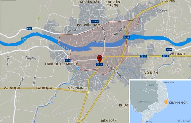 
Chấm đỏ là nơi xảy ra vụ án. Ảnh: Google Maps.
