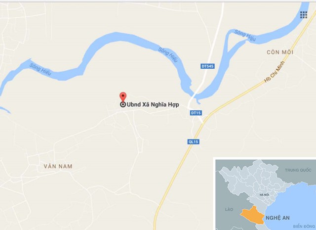 
Xã Nghĩa Hợp, nơi Sơn đoạt mạng nữ giáo viên mầm non. Ảnh: Google Maps.
