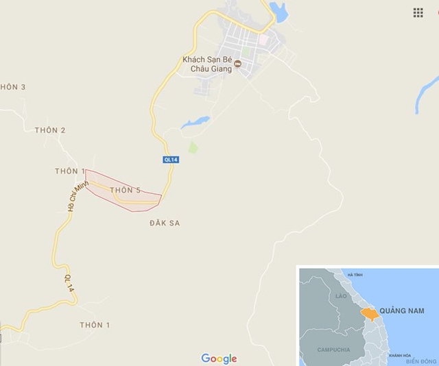 X&atilde; Phước Đức, huyện Phước Sơn (Quảng Nam), nơi xảy ra tai nạn. Ảnh: Google Maps.