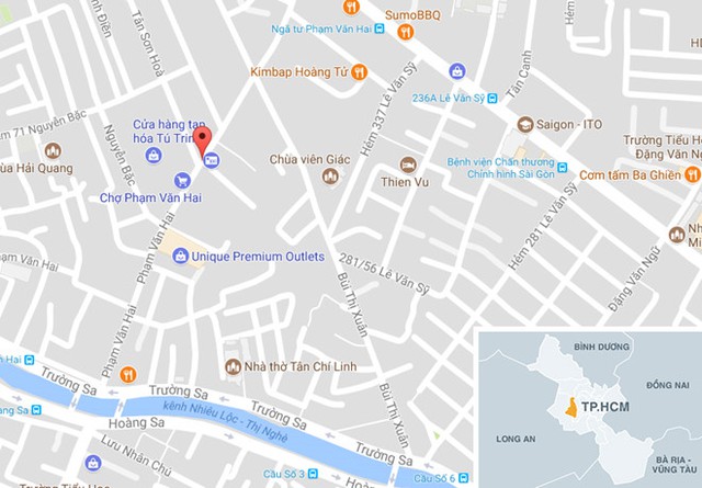 
Dấu đỏ l&agrave; vị tr&iacute; xảy ra vụ cướp. Ảnh: Google maps.
