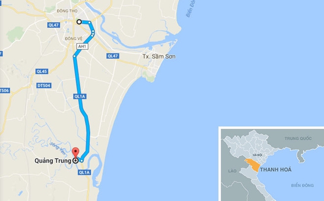 X&atilde; Quảng Trung - nơi xảy ra vụ tai nạn. Ảnh: Google Maps.