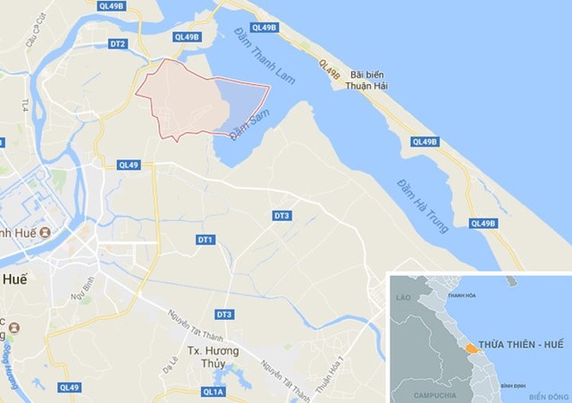 Xã Phú An (huyện Phú Vang), nơi xảy ra sự việc. Ảnh: Google Maps.