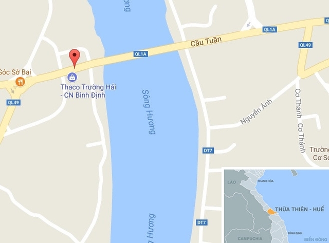 
Cầu Tuần (xã Hương Thọ, thị xã Hương Trà), địa điểm xảy ra vụ hiếp dâm. Ảnh: Google Maps.
