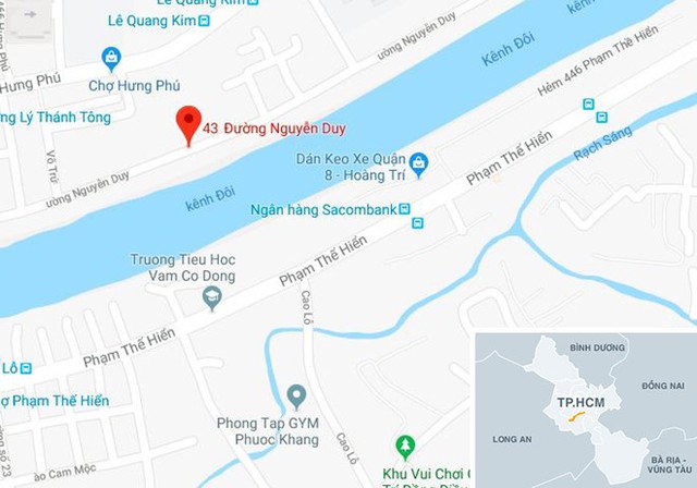 
Vị trí gần nơi xảy ra vụ cháy. Ảnh: Google Maps.
