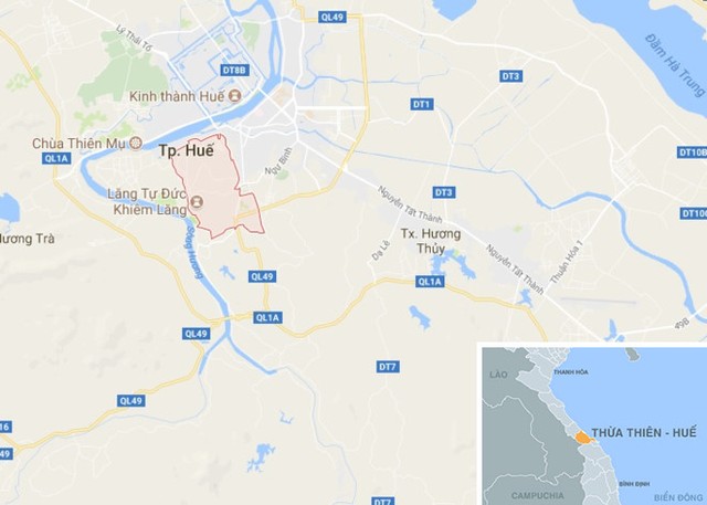 
Phường Thủy Xuân, khu vực xảy ra sự việc. Ảnh: Google Maps.
