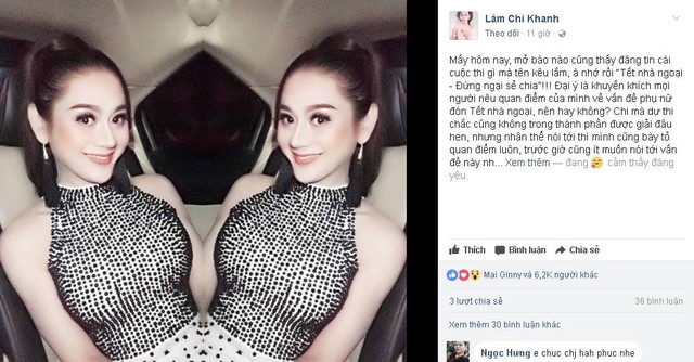 Trước ngày cưới, Lâm Khánh Chi “tranh thủ” bày tỏ quan điểm về Tết nhà ngoại trên Facebook cá nhân khiến fan hâm mộ hết sức bất ngờ.