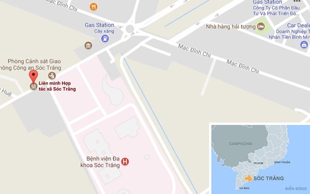 Liên minh HTX Sóc Trăng (chấm đỏ). Ảnh: Google Maps.