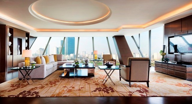Phòng khách có thiết kế sang trọng, hiện đại. (Nguồn ảnh: JW Marriott Hanoi)