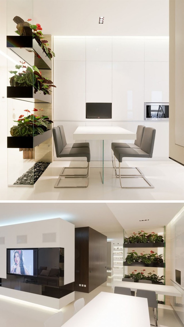 6. Thay thế một chiếc tường nặng nề, nh&agrave;m ch&aacute;n bằng v&aacute;ch ngăn tr&agrave;n đầy sức sống như thế n&agrave;y cũng l&agrave; một &yacute; tưởng kh&ocirc;ng tồi.