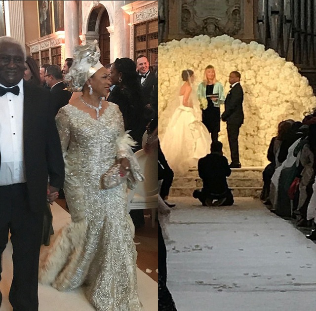 
Nữ tỷ phú Folorunsho Alakija tại đám cưới của con trai.

