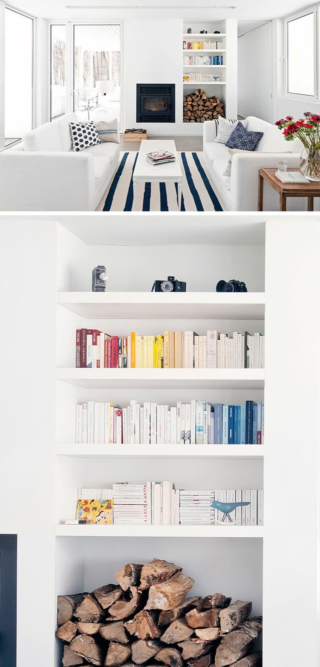 6. Với những gia đình có diện tích eo hẹp, bạn có thể tận dụng phần hốc tường để tạo thành góc lưu trữ sách như cách làm này.