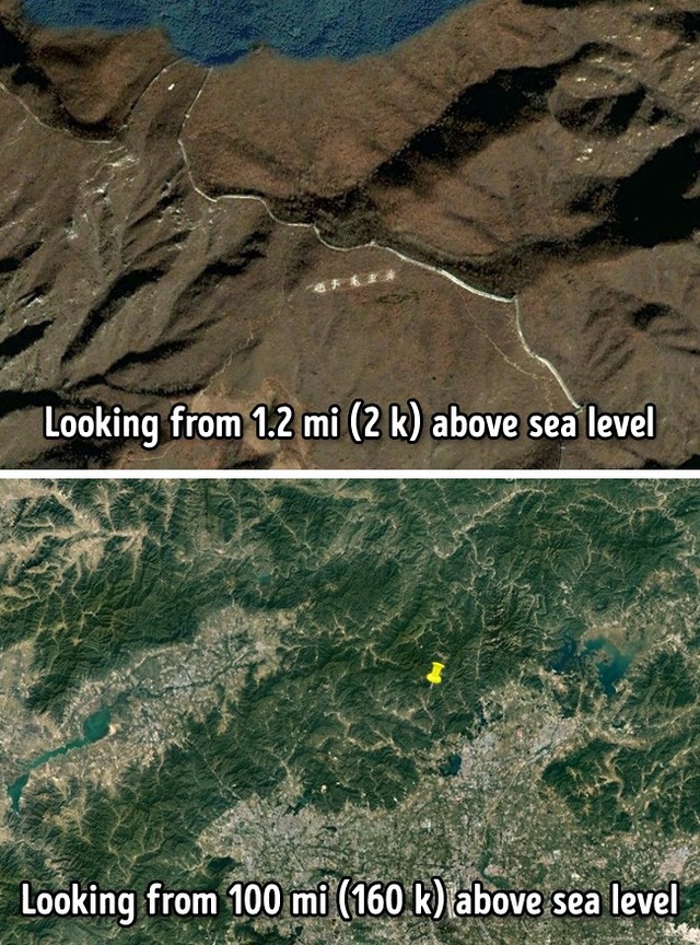 Vạn Lý Trường Thành chỉ thỉnh thoảng có thể thấy được ở độ cao 2km trên mực nước biển.