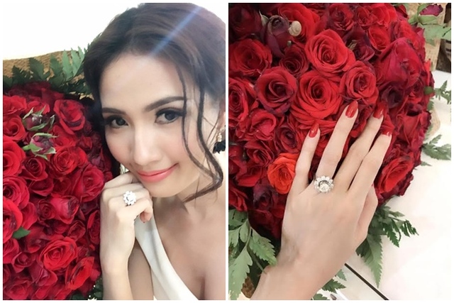 
Chiếc nhẫn kim cương trị giá 1,3 tỷ mà bạn trai đại gia tặng người đẹp Phan Thị Mơ.
