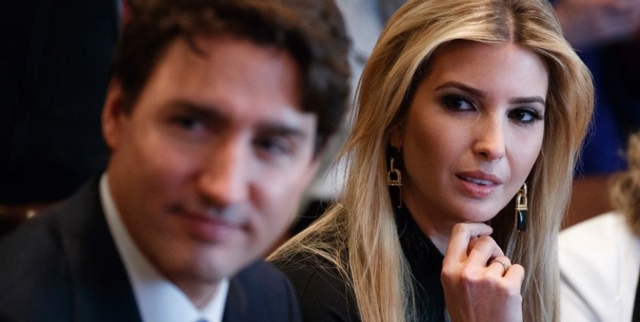 
&Aacute;nh mắt của Ivanka Trump d&agrave;nh cho Thủ tướng Trudeau (Ảnh: Getty)
