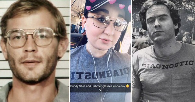 
C&ocirc; mua k&iacute;nh giống Dahmer, mua &aacute;o thun giống Ted Bundy. (Ảnh: unilad)
