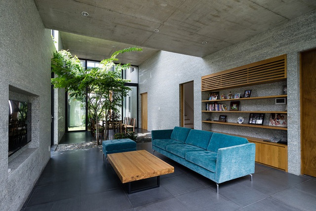 Các không gian sống trong nhà thiết kế hiện đại với chất liệu gần gũi với thiên nhiên.