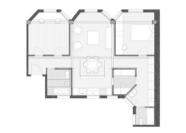 Mặt bằng căn hộ 100 m2.