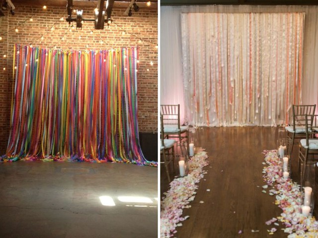 Những sợi dây ruy băng có kết cấu có thể góp thêm rất nhiều màu sắc cho tiệc cưới. Bạn có thể chọn những sợi dây ruy băng màu sặc sỡ nếu muốn có cảm giác vui nhộn, hay những màu nhẹ nhàng hơn nếu theo phong cách mộc mạc, vintage hay sang trọng.