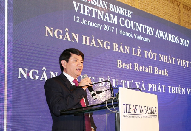 Phó TGĐ BIDV Lê Trung Thành phát biểu tại buổi Lễ trao giải.