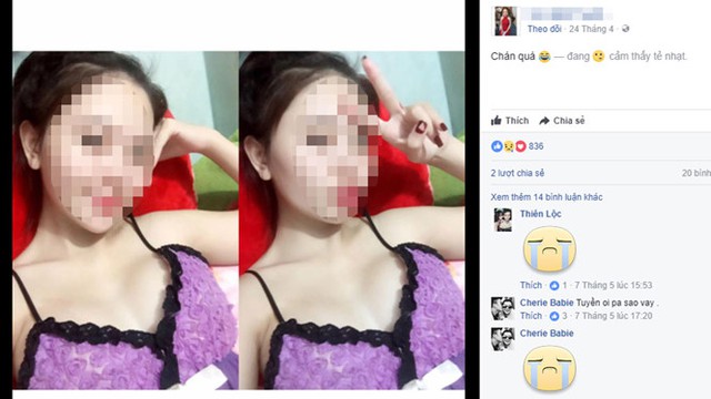
Ngày 24/4, trên Facebook cá nhân, người phụ nữ 22 tuổi này viết: “Chán quá”. Ảnh chụp màn hình facebook: Thanhnien
