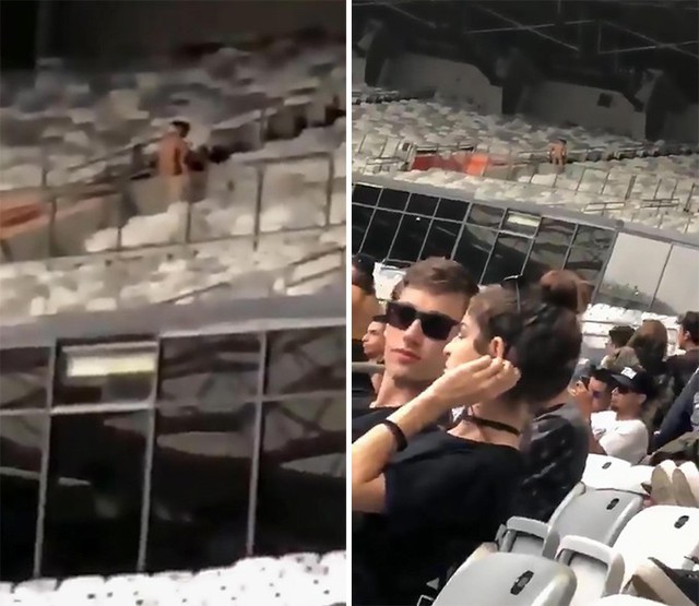 Cặp nam nữ bị ghi hình quan hệ tình dục trên khán đài của sân vận động ở Brazil hồi tuần trước. Ảnh: CEN.