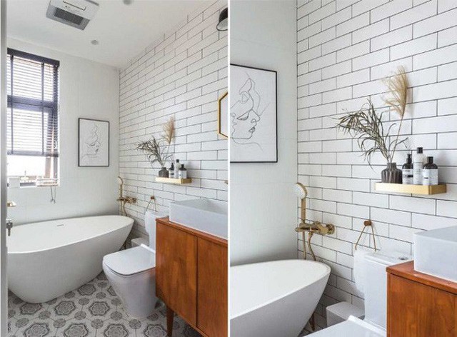 
Phòng tắm tiếp tục là nơi thống trị của sắc trắng. Đồ nội thất được chọn vẫn là loại tối giản hiện đại.
