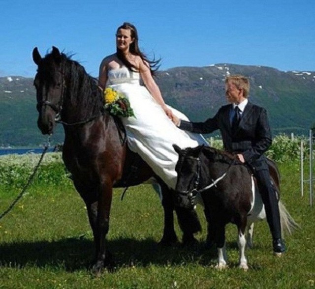 Lần sau chọn ngựa cũng phải chọn cặp tương đồng để không phải nhận về ảnh cưới sai quá sai thế này.