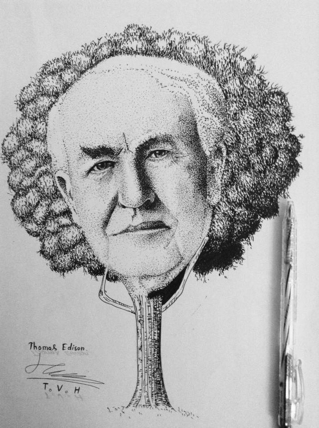 Bức tranh Thomas Alva Edison được phát triển từ một cái cây khiến người xem phải bật cười