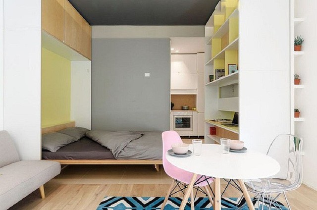 
Ý tưởng thiết kế phòng ngủ cho một không gian căn hộ siêu nhỏ.

