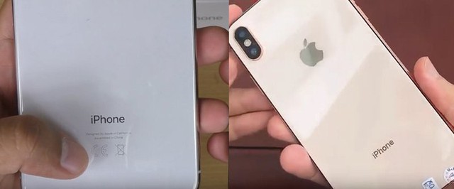 
Mặt lưng iPhone nhái (bên phải) không có đầy đủ thông tin như iPhone thật (bên trái)
