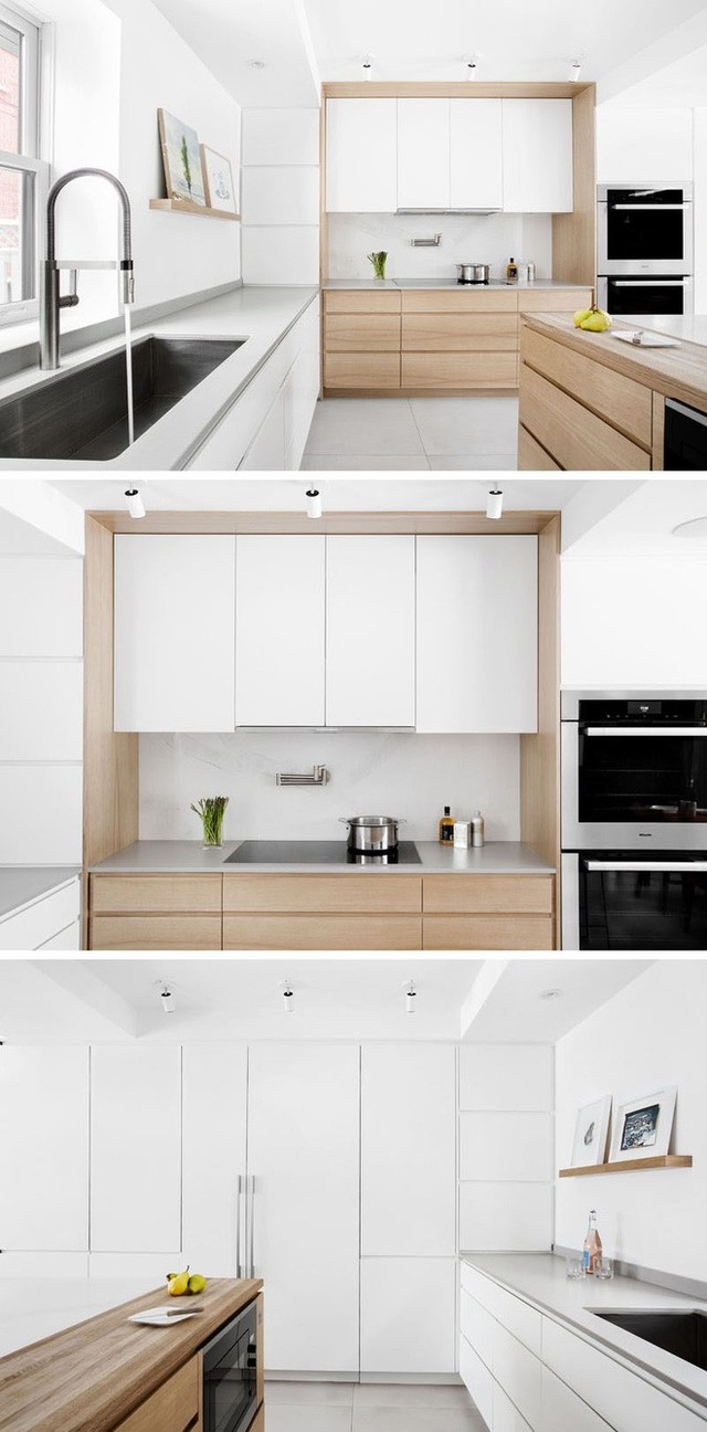 
Sự tối giản trong thiết kế cùng với gam màu trắng chủ đạo giúp căn bếp nhỏ trông rộng rãi hơn rất nhiều.
