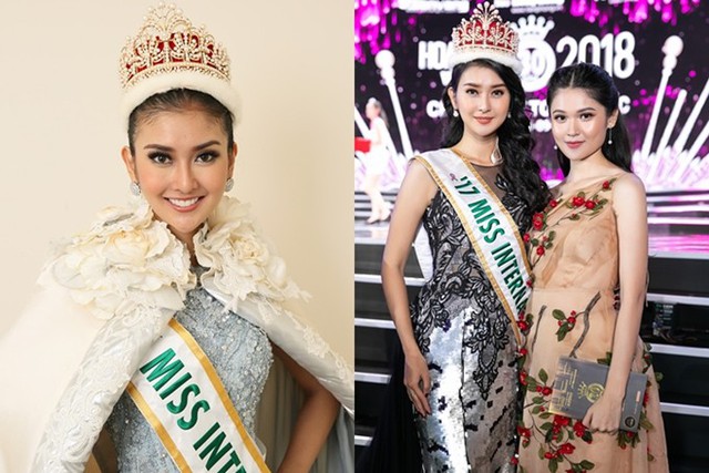 Vương miện cuộc thi Miss International sử dụng ngọc trai cao cấp, có giá trị đến 360.000 USD (khoảng 8,5 tỷ đồng). Miss International 2017 - Kevin Lilliana từng đội vương miện khi dự chung kết Hoa hậu Việt Nam 2018 vào tháng 9 vừa qua (phải). Chia sẻ với Ngoisao.net, Kevin cho biết khi tham gia các hoạt động trong nhiệm kỳ đều có đại diện của ban tổ chức theo sát và phụ trách giữ vương miện. Chiếc vương miện được bảo quản trong hộp kín, chỉ lấy ra khi cần sử dụng.