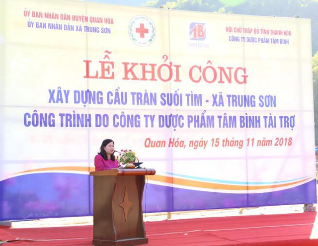 Tổng giám đốc Lê Thị Bình phát biểu tại Lễ khởi công.