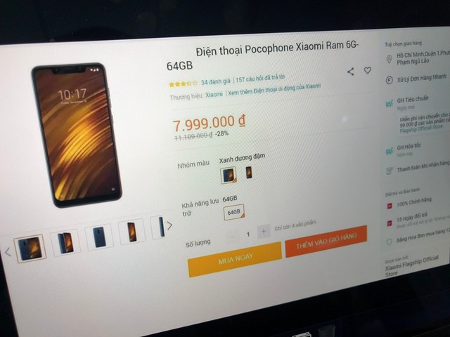 
Giá bán của chiếc Pocophone F1 đã bị nâng lên thành 11,1 triệu đồng, sau đó giảm xuống 8 triệu đồng.
