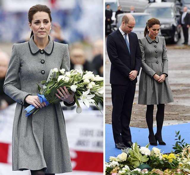 Vợ chồng William - Kate đặt hoa tưởng niệm nạn nhân vụ rơi máy bay trực thăng của tỷ phú Vichai hồi tháng 10. Ảnh: Max Mumby.