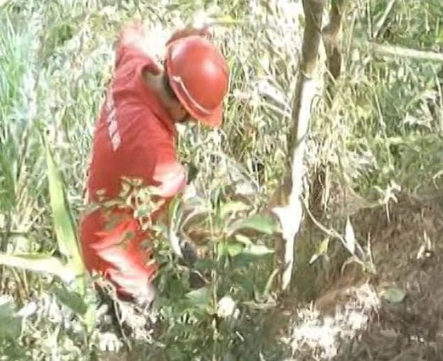 Lực lượng cứu hộ Magui, Cao Ch&acirc;u, tỉnh Quảng Đ&ocirc;ng, t&igrave;m thấy b&eacute; g&aacute;i bị bố n&eacute;m xuống v&aacute;ch n&uacute;i cuối th&aacute;ng 10. Ảnh: Live Leaks.