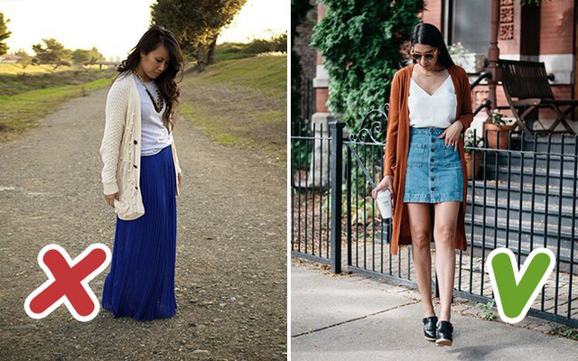 Nếu kết hợp cardigan và váy không hài hòa, bạn sẽ trở nên lôi thôi.