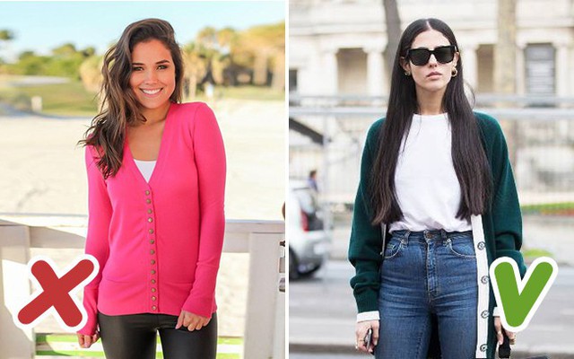 Nếu không cần thiết, đừng cài hết khuy của cardigan.