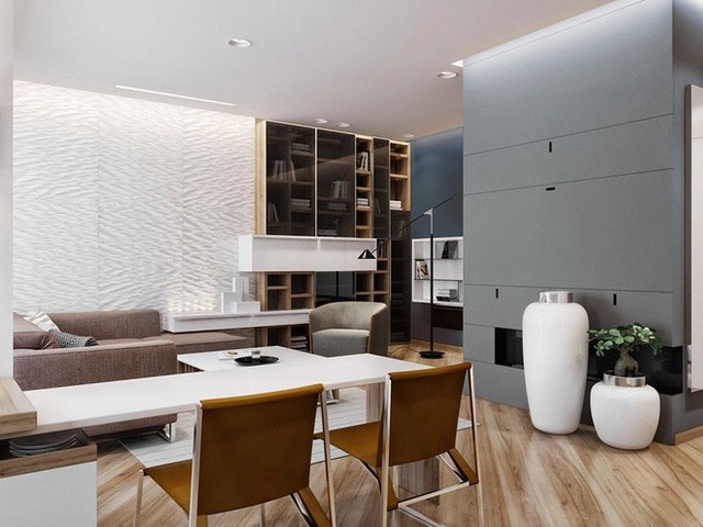 
Kiểu sàn nhà với những đường vân gỗ đậm nhạt mang đến sự sinh động, cá tính cho không gian phòng khách.
