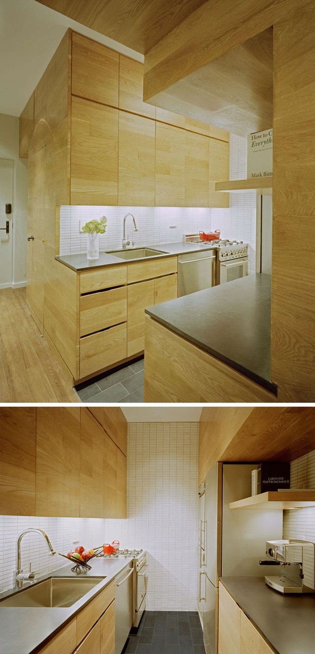 
Có rất nhiều cảm thấy lúng túng khi phải thiết kế và trang trí cho những căn bếp có diện tích hẹp như thế này.
