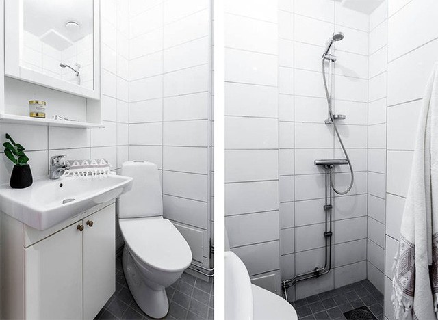 
Phòng tắm được bố trí đơn giản với gạch ốp tường màu trắng, nội thất bên trong hiện đại và tiện ích giúp cho mọi người luôn cảm thấy thoải mái nhất khi sử dụng.
