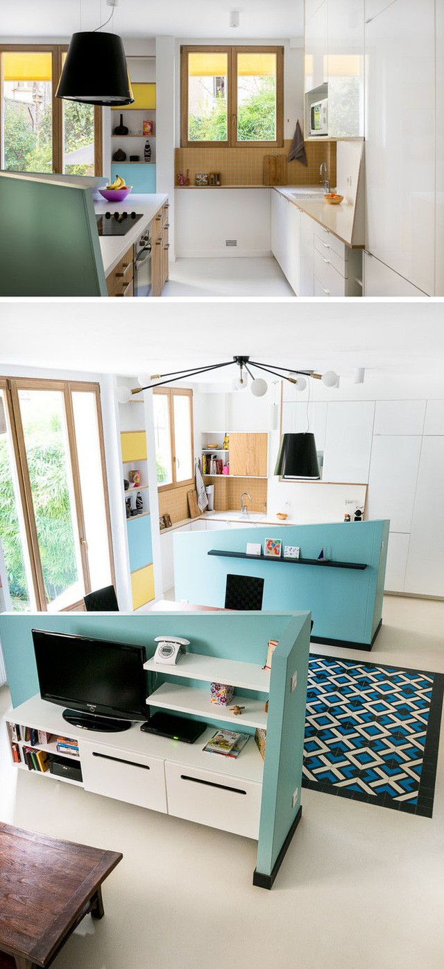 
Khi có một căn bếp nhỏ thì bạn hãy nhờ tận dụng triệt để không gian có được.
