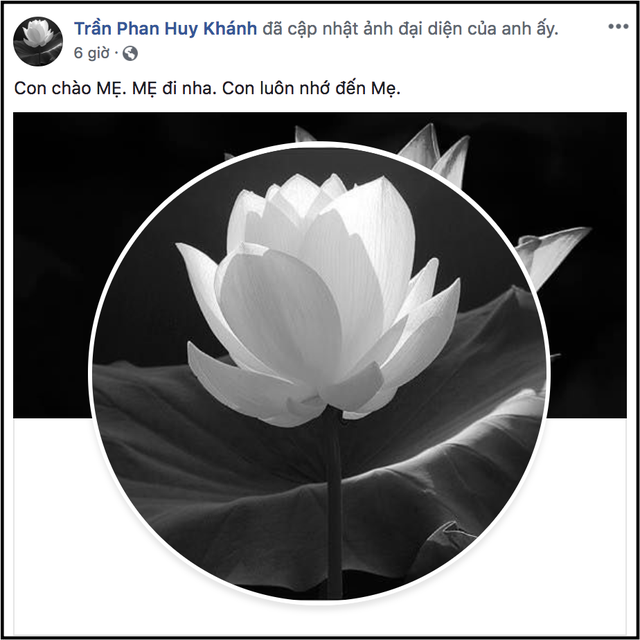 Diễn viên Huy Khánh thông báo tin buồn lên Facebook cá nhân vào sáng sớm nay.