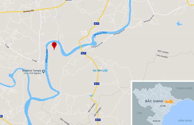 Hiện trường cách TP Bắc Giang hơn 30 km. Ảnh: Google Maps.